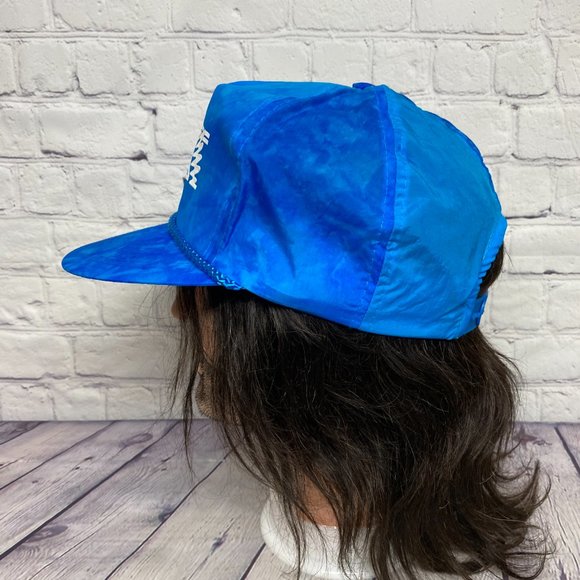 Vintage Nylon Hat Cap Snapback Blue Trucker Rope MFP Mohawk Propane Acid Washed - Picture 2 of 8